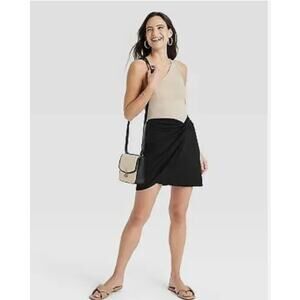 Mini Black Skirt Ruched Ponte Large-A New Day-